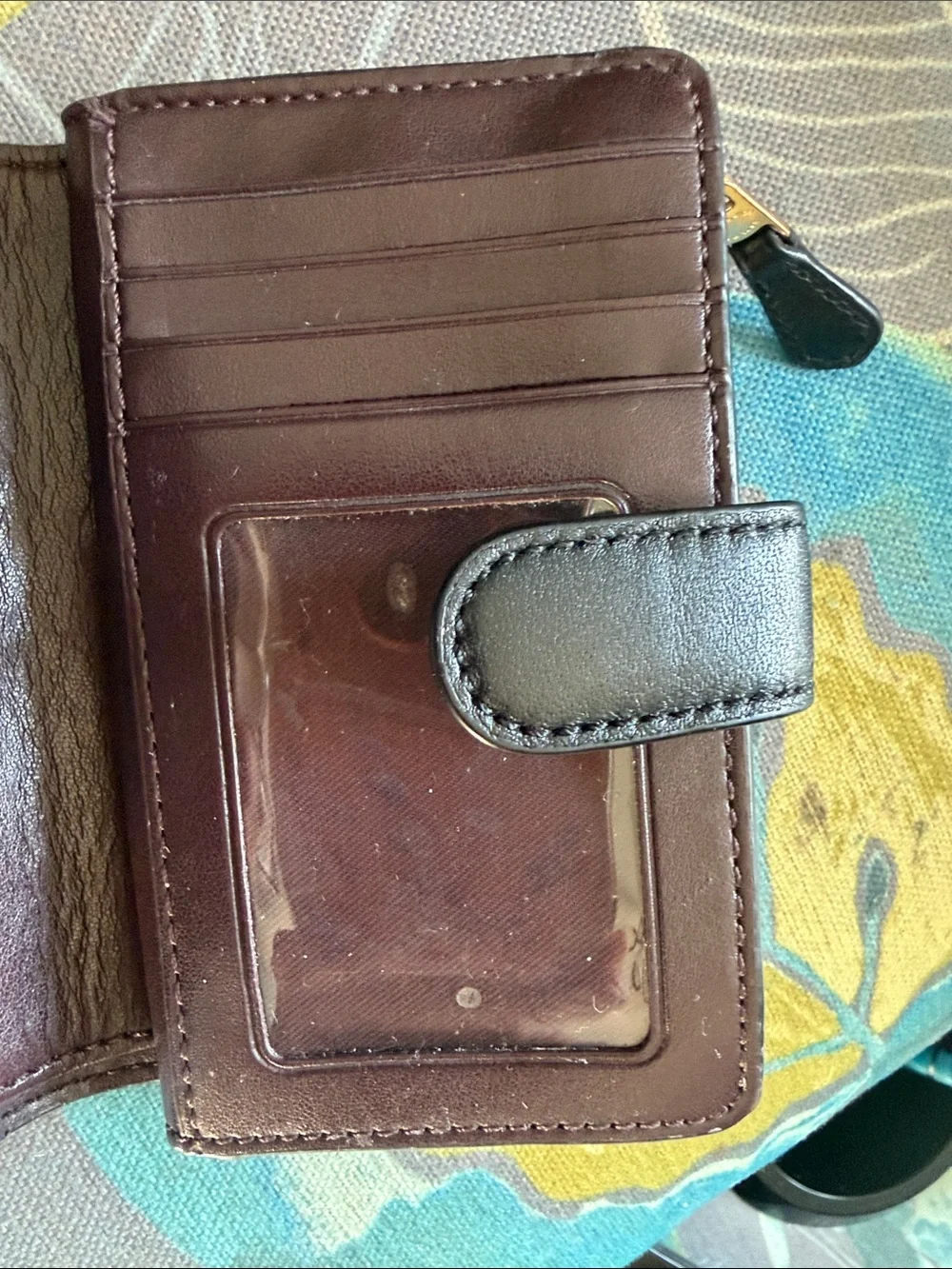 Coach Black Patent Signature Wallet with Yellow Zip Card Case